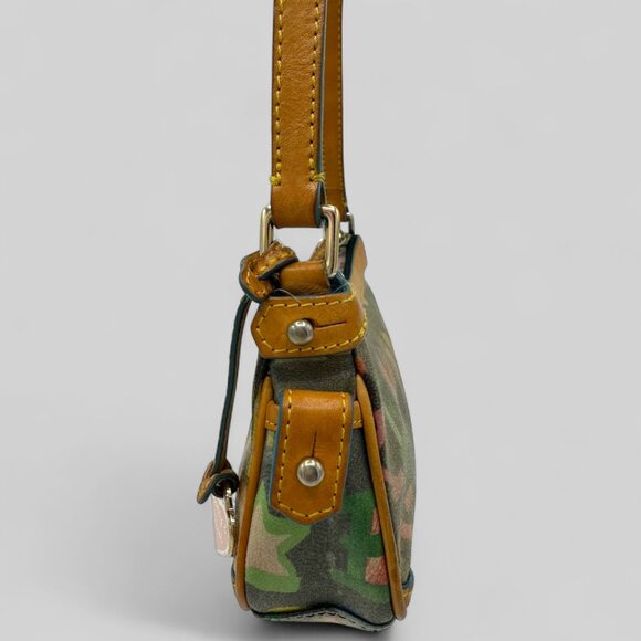 Vintage Dooney & Bourke Multicolor Logo Mini Baguette Shoulder Bag - Picture 8 of 13